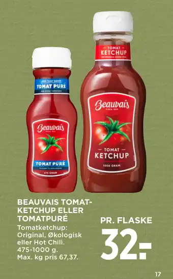 MENY BEAUVAIS TOMATKETCHUP ELLER TOMATPURÉ tilbud