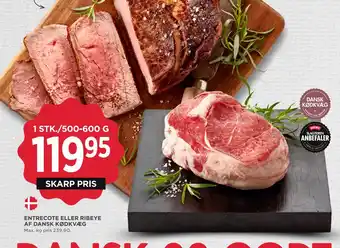 MENY ENTRECOTE ELLER RIBEYE AF DANSK KØDKVÆG tilbud