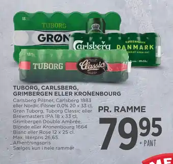 MENY TUBORG, CARLSBERG, GRIMBERGEN ELLER KRONENBOURG tilbud