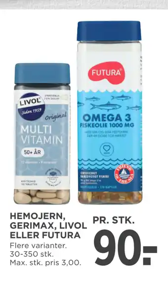 MENY HEMOJERN, GERIMAX, LIVOL ELLER FUTURA tilbud