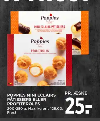 MENY POPPIES MINI ECLAIRS PÂTISSIERS ELLER PROFITEROLES tilbud