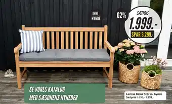 My Home Larissa Bænk Stor m. hynde Sætpris tilbud