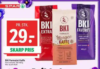 SPAR BKI Formalet Kaffe tilbud