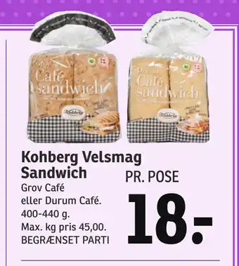 SPAR Kohberg Velsmag Sandwich tilbud