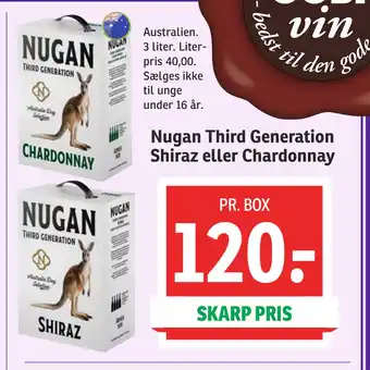 SPAR Nugan Third Generation Shiraz eller Chardonnay tilbud