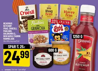 Løvbjerg BEAUVAIS KETCHUP, FRAS, CRUESLI, PAULUNS, GULDKORN EL. DEN GAMLE FABRIK MARMELADE tilbud