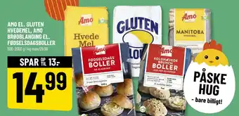 Løvbjerg AMO EL. GLUTEN HVEDEMEL, AMO BRØDBLANDING EL. FØDSELSDAGSBOLLER tilbud