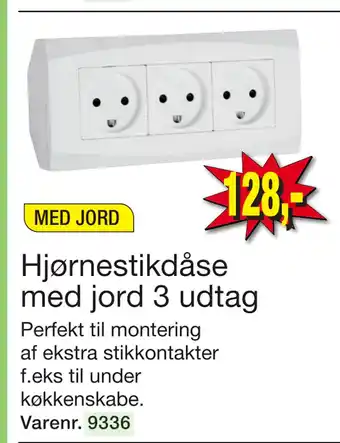 Harald Nyborg Hjørnestikdåse med jord 3 udtag tilbud