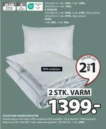 JYSK FALKETIND ANDEDUNSDYNE tilbud