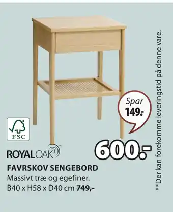 JYSK FAVRSKOV SENGEBORD tilbud