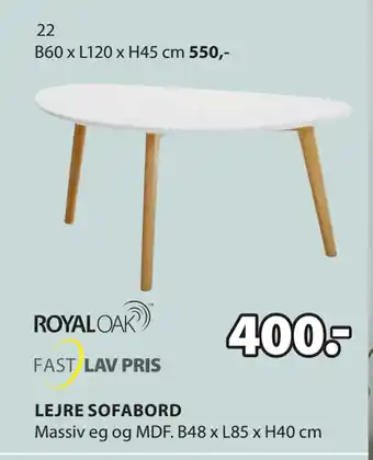 JYSK LEJRE SOFABORD tilbud