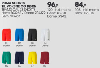 Sportigan Puma Shorts Til Voksne Og Børn 105-Inkl.Moms tilbud