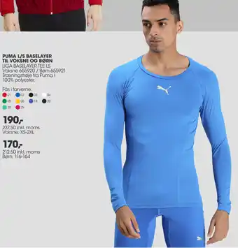 Sportigan Puma L/S Baselayer Til Voksne Og Børn 212,50 Inkl,Moms tilbud