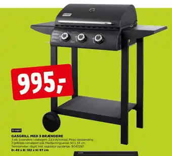 jem & fix GASGRILL MED 3 BRÆNDERE tilbud