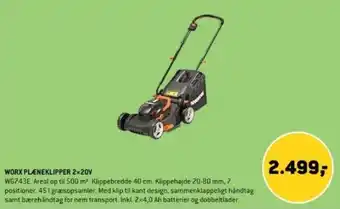 XL-BYG WORX PLENEKLIPPER 2×20V tilbud