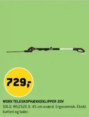 XL-BYG WORX TELESKOPHÆKKEKLIPPER 20V tilbud