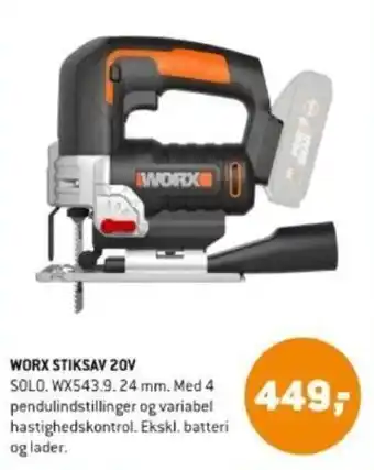 XL-BYG WORX STIKSAV 20V tilbud