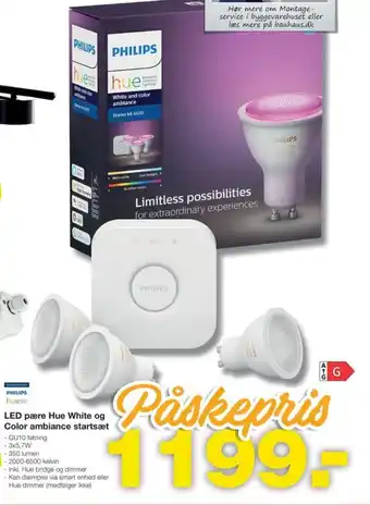 Bauhaus LED pære Hue White og Color ambiance startsæt tilbud