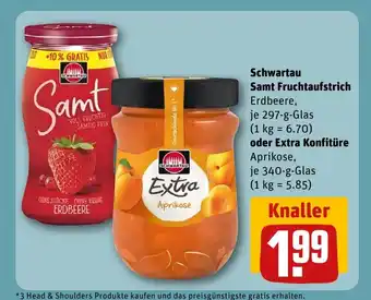 REWE DE Schwartau Samt Fruchtaufstrich oder Extra Konfitüre tilbud