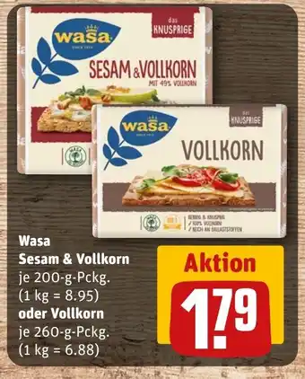 REWE Wasa Sesam & Vollkorn oder Vollkorn tilbud