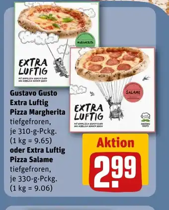 REWE DE Gustavo Gusto Extra Luftig Pizza Margherita oder Extra Luftig Pizza Salame tilbud