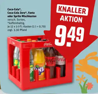 REWE DE Coca-Cola, Coca-Cola Zero, Fanta oder Sprite Mischkasten tilbud