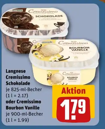 REWE DE Langnese Cremissimo Schokolade oder Cremissimo Bourbon Vanille tilbud
