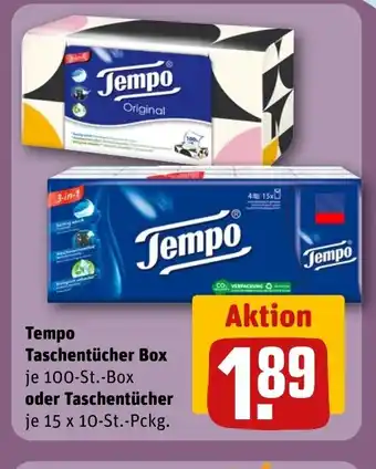 REWE DE Tempo Taschentücher Box oder Taschentücher tilbud