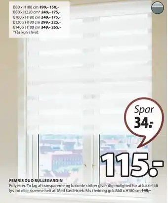 JYSK FEMRIS DUO RULLEGARDIN tilbud
