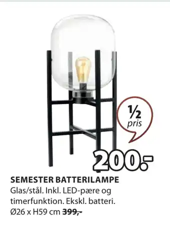 JYSK SEMESTER BATTERILAMPE tilbud