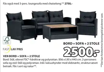 JYSK VEN BORD + SOFA + 2 STOLE tilbud