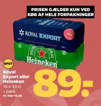 Netto Royal Export eller Heineken tilbud