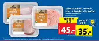Lidl Kalkununderlår, -overlår eller -schnitzler af brystfilet tilbud