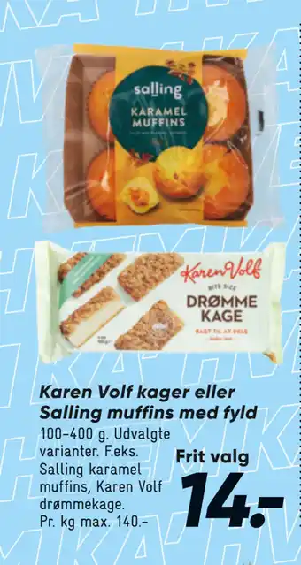 Bilka Karen Volf kager eller Salling muffins med fyld tilbud