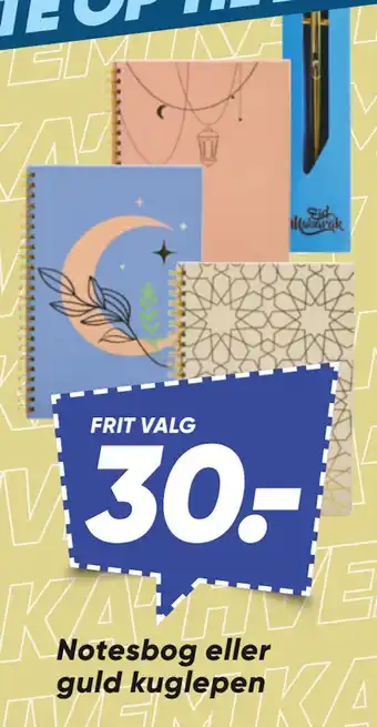 Bilka Notesbog eller guld kuglepen tilbud