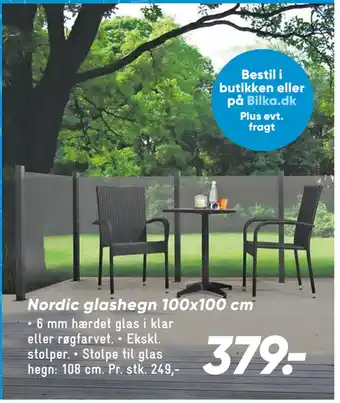 Bilka Nordic glashegn 100x100 cm tilbud