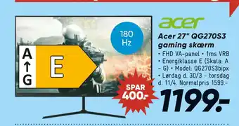 Bilka Acer 27 QG270S3 gaming skærm tilbud