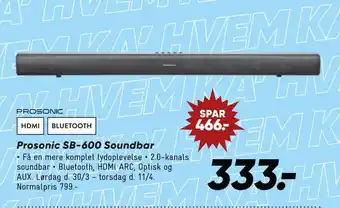 Bilka Prosonic SB-600 Soundbar tilbud