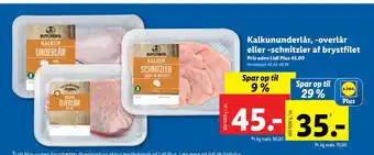 Lidl Kalkun underlår, -overlår eller -schnitzler af brystfilet tilbud