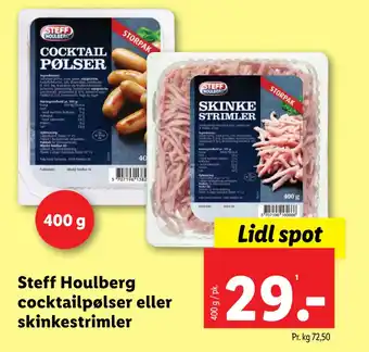 Lidl Steff Houlberg cocktailpølser eller skinkestrimler tilbud