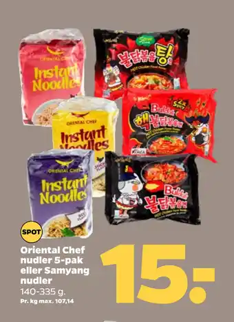 Netto Oriental Chef nudler 5-pak eller Samyang nudler tilbud