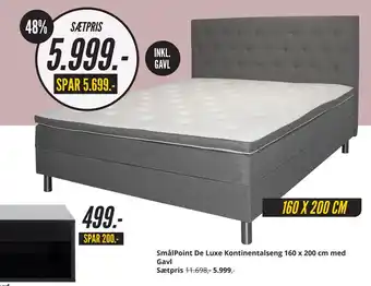 My Home SmålPoint De Luxe Kontinentalseng 160 x 200 cm med Gavl Sætpris tilbud