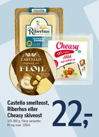 Føtex Castello smelteost, Riberhus eller Cheasy skiveost tilbud