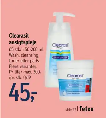 Føtex Clearasil ansigtspleje tilbud