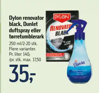 Føtex Dylon renovator black, Dunlet duftspray eller tørretumblerark tilbud