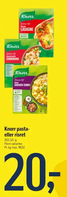 Føtex Knorr pasta- eller risret tilbud