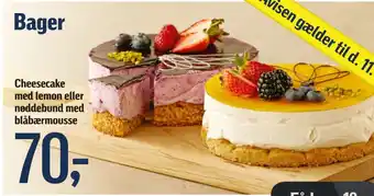 Cheesecake med lemon eller nøddebund med blåbærmousse