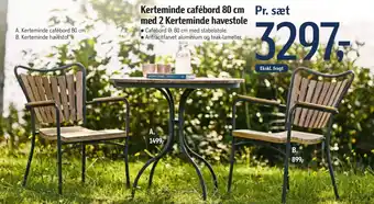 Føtex Kerteminde cafébord 80 cm Pr. sæt med 2 Kerteminde havestole tilbud