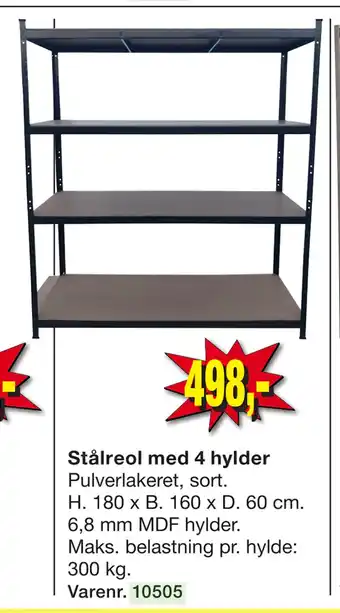 Harald Nyborg Stålreol med 4 hylder tilbud