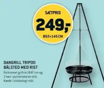 DANGRILL TRIPOD BÅLSTED MED RIST